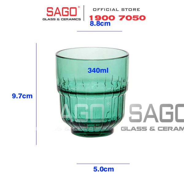  DELI Y5865-1G - Ly Thủy Tinh Deli LINQ Green Rock Glass 340ml | Thủy Tinh Cao Cấp 