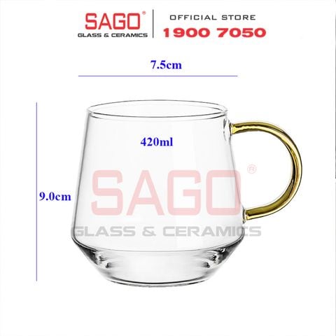  DELI GPB57 - Ly Thủy Tinh Chịu Nhiệt Delisoga Borosilicate Lexington Coffee Cup Glass 420ml | Thủy Tinh Cao Cấp 