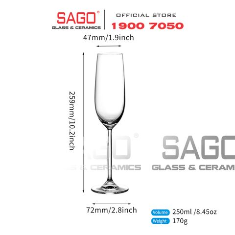  IDELITA 88CP25 - Ly thủy tinh Pha Lê IDELITA Danube Melodic Flute Champagne Crystal glasses 250ml | Thủy Tinh Pha Lê Cao cấp 