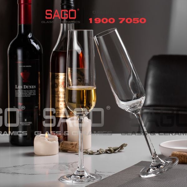  IDELITA 83CB25 - Ly thủy tinh Pha Lê IDELITA Diamond Flute Champagne Crystal Glasses 250ml | Thủy Tinh Pha Lê Cao cấp 