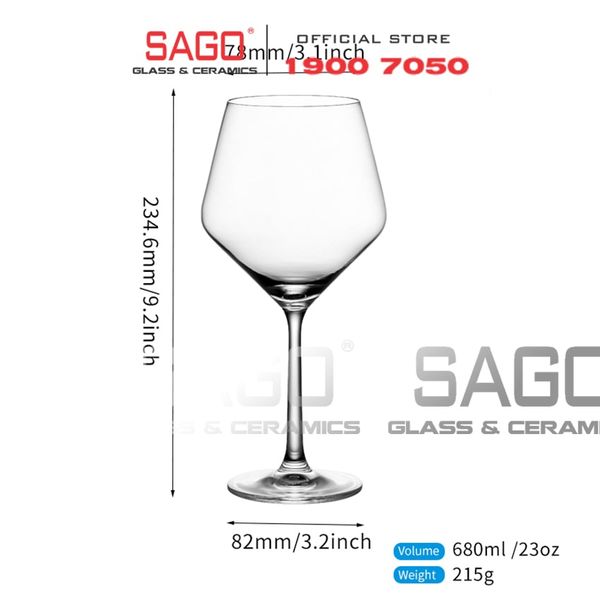 IDELITA 83BG68 - Ly thủy tinh Pha Lê IDELITA Diamond Red Wine Crystal Glasses 680ml | Thủy Tinh Pha Lê Cao cấp 