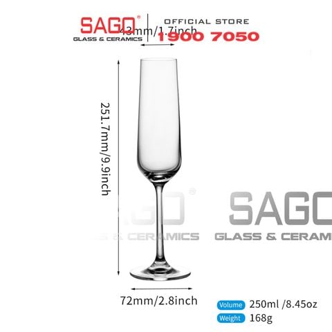  IDELITA 83CB25 - Ly thủy tinh Pha Lê IDELITA Diamond Flute Champagne Crystal Glasses 250ml | Thủy Tinh Pha Lê Cao cấp 