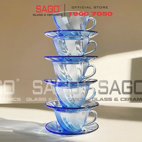  DURALEX D9005BG - Bộ Tách Thủy Tinh Cường Lực Duralex Beau Rigave Marine Tea Mug Glass 180ml | Nhập Khẩu Pháp 