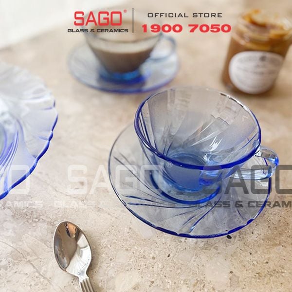  DURALEX D9005BG - Bộ Tách Thủy Tinh Cường Lực Duralex Beau Rigave Marine Tea Mug Glass 180ml | Nhập Khẩu Pháp 