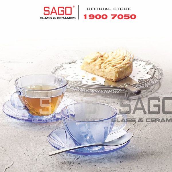  DURALEX D9005BG - Bộ Tách Thủy Tinh Cường Lực Duralex Beau Rigave Marine Tea Mug Glass 180ml | Nhập Khẩu Pháp 