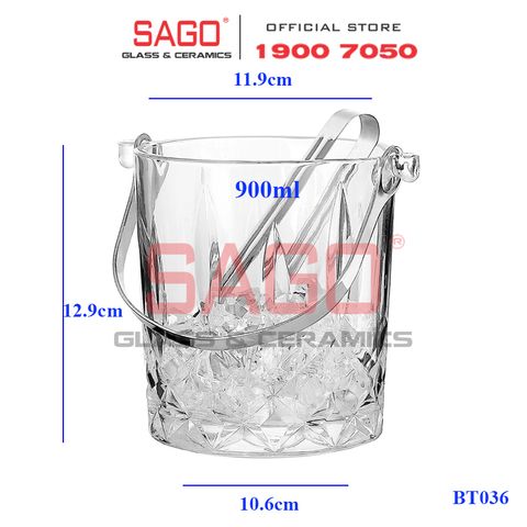  Deli BT036 - Xô Đá Thủy Tinh Delisoga Borosilicate Billows Ice Pail 900ml | Thủy Tinh Cao Cấp 