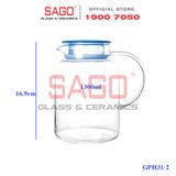  Deli GPH30-2 - Bình Thủy Tinh Chịu Nhiệt Delisoga Borosilicate Glass Pitcher 1300ml Nắp Nhựa | Thủy Tinh Cao Cấp 