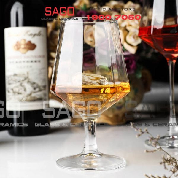  Deli EJ6203 - Ly Thủy Tinh Apple Green Diamond Hexagonal Wine Glass 435ml | Thủy Tinh Cao Cấp 