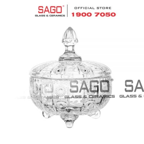  DELI DSTG15 - Thố Mứt Thủy Tinh , Hũ Kẹo Thủy Tinh 03 Chân Deli Candy Jar Glass | Thủy Tinh Cao Cấp 
