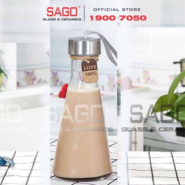  Chai Thủy Tinh Nắp Inox Dây Nhiều Màu | Tùy Chọn Dung Tích 