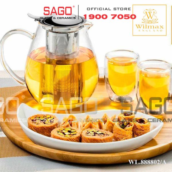  Wilmax England 888802/A - Bình Trà Thủy Tinh Wilmax Thermo Tea Pot 850ml | Thủy Tinh Cao Cấp Chịu Nhiệt 
