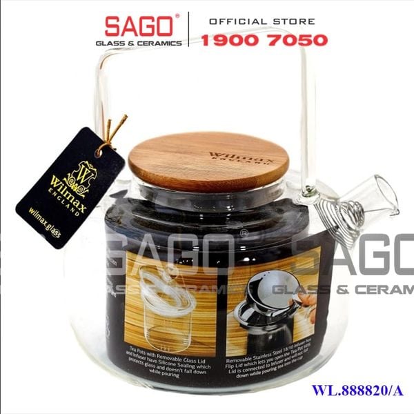  Wilmax England 888820/A - Bình Trà Thủy Tinh Wilmax Thermo Tea Pot 800ml | Thủy Tinh Cao Cấp Chịu Nhiệt 