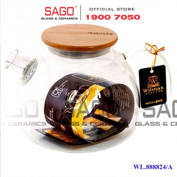  Wilmax England 888824/A - Bình Trà Thủy Tinh Wilmax Thermo Tea Pot 1200ml | Thủy Tinh Cao Cấp Chịu Nhiệt 
