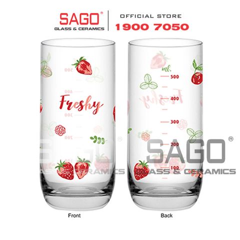  Ocean B00322X0229 - Ly Thủy Tinh Ocean Chia Vạch  trái cây (Dâu)  625 ml | Nhập Khẩu Thái Lan 