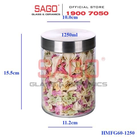  DELI HMFG60-1250 - Hũ Thủy Tinh Delisoga Glass Sealed Jar 1250ml , Nắp Inox 304 | Thủy Tinh Cao Cấp 