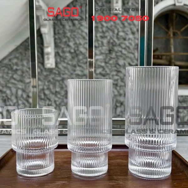 INS 208T - Ly Thủy Tinh Sọc 02 Tầng INS Stripes Rock Glass 180ml | Thủy Tinh Cao Cấp 