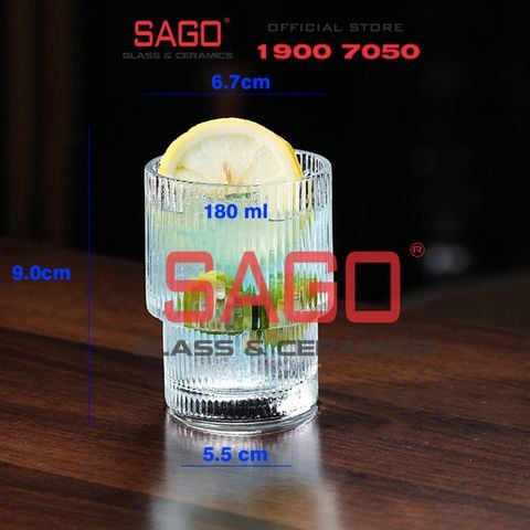  INS 208T - Ly Thủy Tinh Sọc 02 Tầng INS Stripes Rock Glass 180ml | Thủy Tinh Cao Cấp 