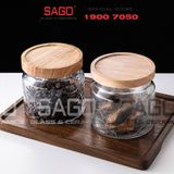  DELI HMF-G26 - Hũ Thủy Tinh Delisoga Vintage Wooden Lid Jar Glass Nắp Gỗ | Tùy Chọn Dung Tích Và Họa Tiết 