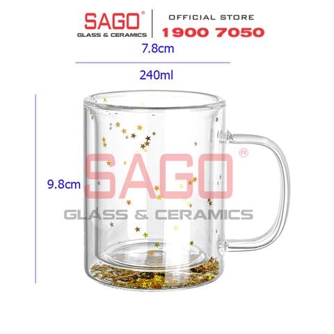  Deli GPB207-L1 - Ly Thủy Tinh 02 lớp Delisoga Borosilicate Double Wall Star Glass Cup 240ml | Thủy Tinh Cao Cấp 