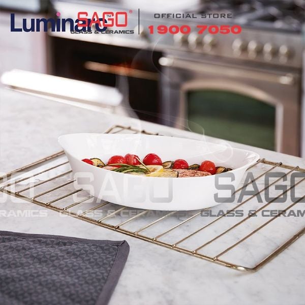  Luminarc N3486 - Khay Nướng Thủy Tinh Luminarc Smart Cuisine Oval (38cm * 23cm) | Thủy Tinh Trắng Sữa Cao Cấp , Nhập Khẩu Pháp 
