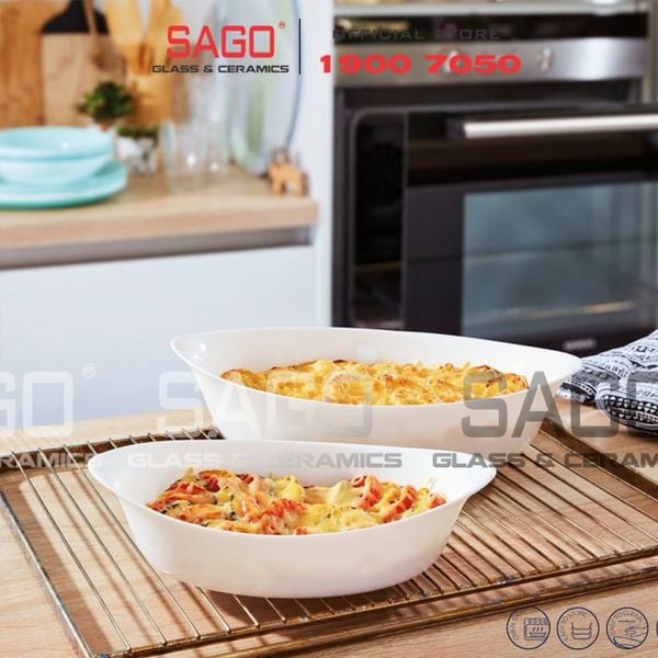  Luminarc N3486 - Khay Nướng Thủy Tinh Luminarc Smart Cuisine Oval (38cm * 23cm) | Thủy Tinh Trắng Sữa Cao Cấp , Nhập Khẩu Pháp 
