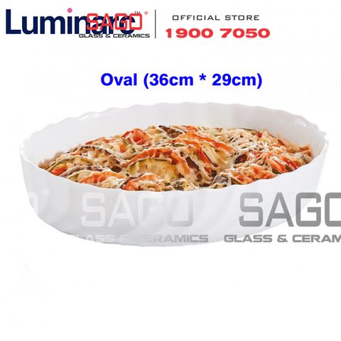  Luminarc P4637 - Khay Nướng Thủy Tinh Luminarc Smart Cuisine Trianon Oval ( 36cm*29cm ) | Thủy Tinh Trắng sữa Cao cấp , Nhập Khẩu Pháp 