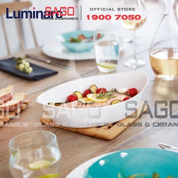  Luminarc N3486 - Khay Nướng Thủy Tinh Luminarc Smart Cuisine Oval (38cm * 23cm) | Thủy Tinh Trắng Sữa Cao Cấp , Nhập Khẩu Pháp 