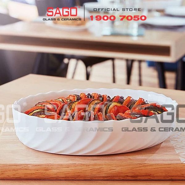  Luminarc P4021 - Khay Nướng Thủy Tinh Luminarc Smart Cuisine Trianon Tròn 26cm | Thủy Tinh Trắng sữa Cao cấp , Nhập Khẩu Pháp 