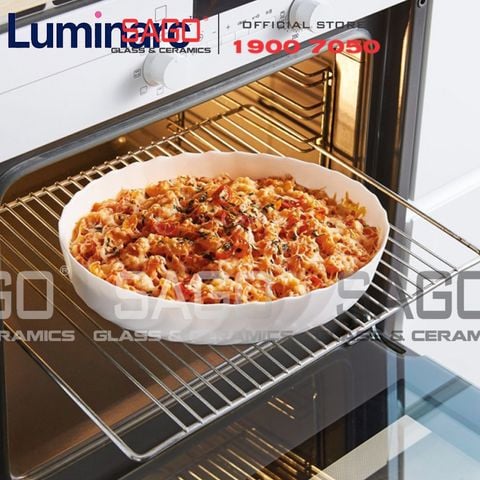  Luminarc P4637 - Khay Nướng Thủy Tinh Luminarc Smart Cuisine Trianon Oval ( 36cm*29cm ) | Thủy Tinh Trắng sữa Cao cấp , Nhập Khẩu Pháp 