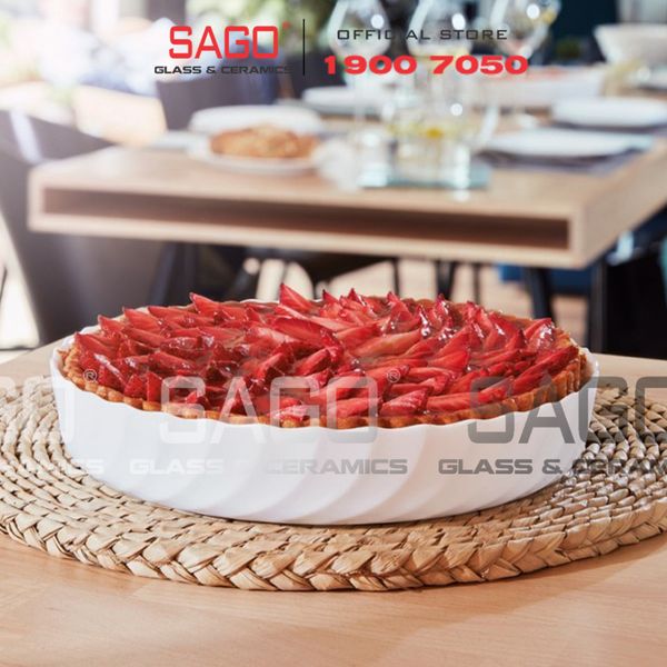  Luminarc P4021 - Khay Nướng Thủy Tinh Luminarc Smart Cuisine Trianon Tròn 26cm | Thủy Tinh Trắng sữa Cao cấp , Nhập Khẩu Pháp 