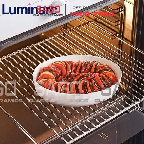  Luminarc P4018 - Khay Nướng Thủy Tinh Luminarc Smart Cuisine Trianon Oval ( 32cm*24cm ) | Thủy Tinh Trắng sữa Cao cấp , Nhập Khẩu Pháp 