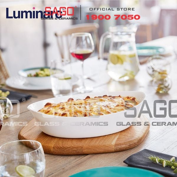  Luminarc N3486 - Khay Nướng Thủy Tinh Luminarc Smart Cuisine Oval (38cm * 23cm) | Thủy Tinh Trắng Sữa Cao Cấp , Nhập Khẩu Pháp 