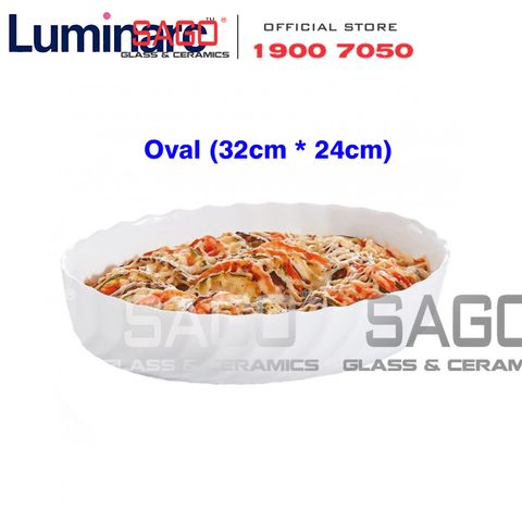  Luminarc P4018 - Khay Nướng Thủy Tinh Luminarc Smart Cuisine Trianon Oval ( 32cm*24cm ) | Thủy Tinh Trắng sữa Cao cấp , Nhập Khẩu Pháp 