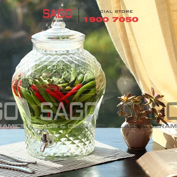  BKC 8833-15L- Bình Thủy Tinh Kim Cương 15.0 Lít | Tùy Chọn Có hoặc không vòi 