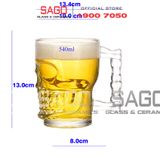  Deli ZB309 - Ly Thủy Tinh Deli Skull Beer Mug 540ml | Thủy Tinh Cao Cấp 