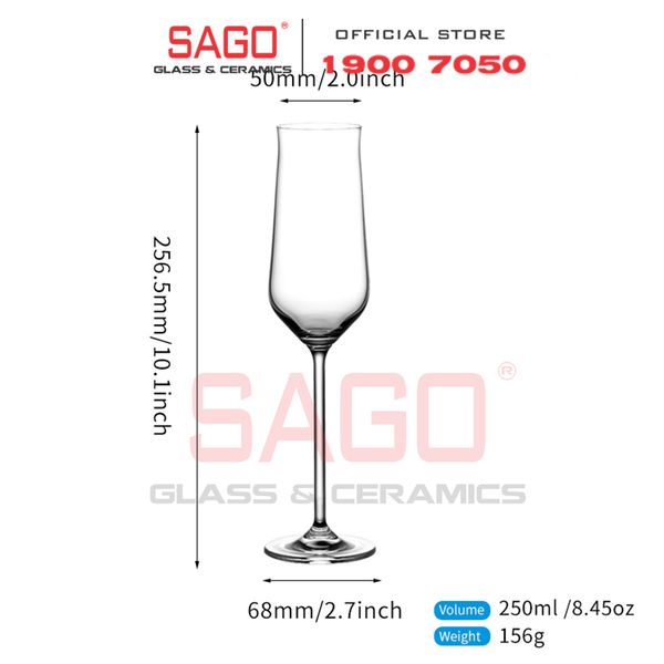  IDELITA 93CP25 - Ly thủy tinh Pha Lê IDELITA Victorian Flute Champagne Crystal glasses 250ml | Thủy Tinh Pha Lê Cao cấp 