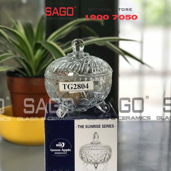  DELI TG2804 - Thố Mứt Thủy Tinh , Hũ Kẹo Thủy Tinh Deli Candy Jar Glass | Thủy Tinh Cao Cấp 
