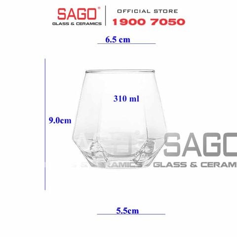  Deli ES5163-2 - Ly Thủy Tinh Deli Hexagon Whisky Rock 320ml | Thủy Tinh Cao Cấp 
