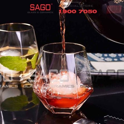  Deli ES5163-2 - Ly Thủy Tinh Deli Hexagon Whisky Rock 320ml | Thủy Tinh Cao Cấp 