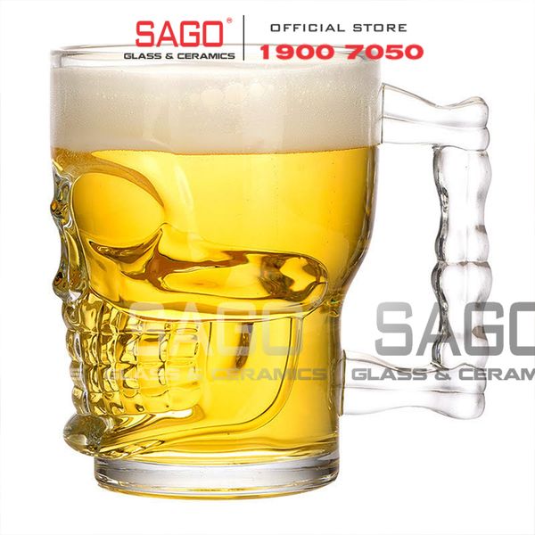  Deli ZB309 - Ly Thủy Tinh Deli Skull Beer Mug 540ml | Thủy Tinh Cao Cấp 