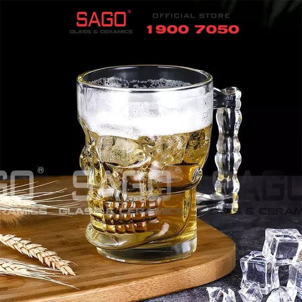  Deli ZB309 - Ly Thủy Tinh Deli Skull Beer Mug 540ml | Thủy Tinh Cao Cấp 