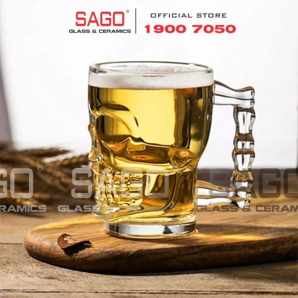  Deli ZB309 - Ly Thủy Tinh Deli Skull Beer Mug 540ml | Thủy Tinh Cao Cấp 