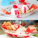  Ocean P00116 - Dĩa Kem Thủy Tinh Ocean Alaska Banana Split Dish Sọc | Nhập Khẩu Thái Lan 