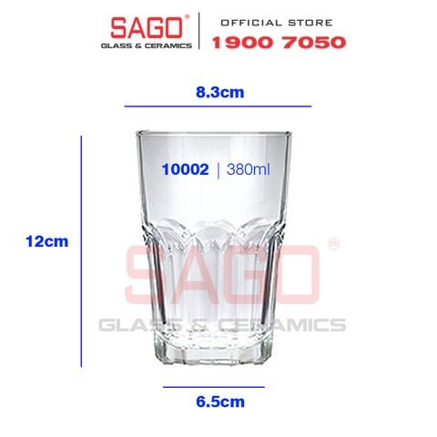  Lucky 10002 - Ly Thủy Tinh Lucky Sọc Khía Trung 380ml | Nhập Khẩu Thái Lan 