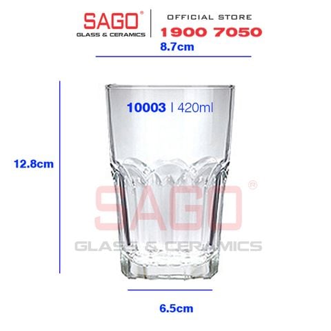  Lucky 10003 - Ly Thủy Tinh Lucky Sọc Khía Trung 420ml | Nhập Khẩu Thái Lan 