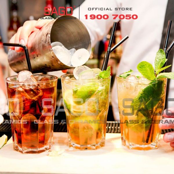  Lucky 10002 - Ly Thủy Tinh Lucky Sọc Khía Trung 380ml | Nhập Khẩu Thái Lan 