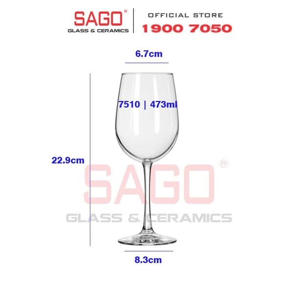  LIBBEY 7510 - Ly Thủy Tinh Libbey Vina Tall Wine 473ml | Nhập Khẩu USA 