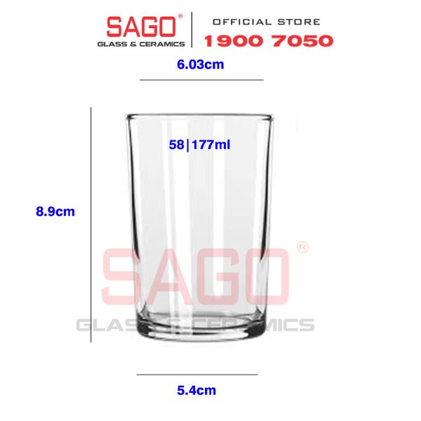  LIBBEY 58 - Ly Thủy Tinh Libbey Straight Sided Seltzer 177ml | Nhập khẩu USA 