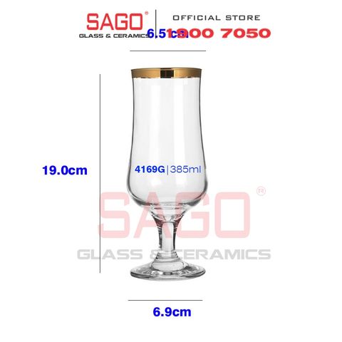  Pasabahce 44169G -  Ly Thủy Tinh Pasabahce Maldive Tulipe Gold Glass 385ml | Nhập Khẩu Thổ Nhĩ Kỳ 