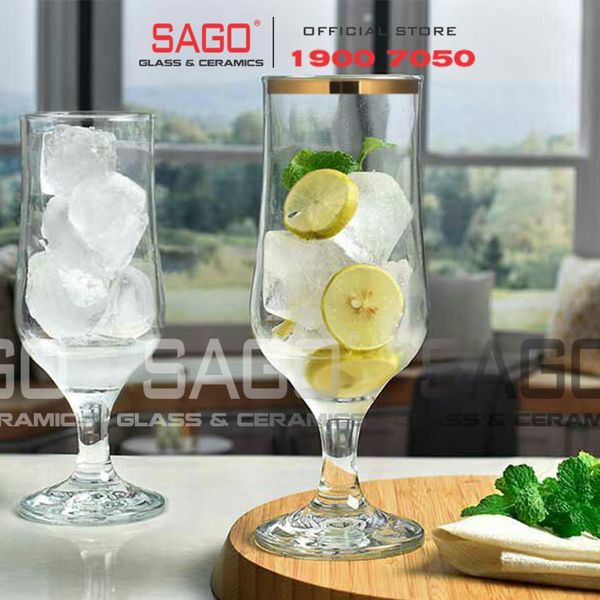  Pasabahce 44169G -  Ly Thủy Tinh Pasabahce Maldive Tulipe Gold Glass 385ml | Nhập Khẩu Thổ Nhĩ Kỳ 